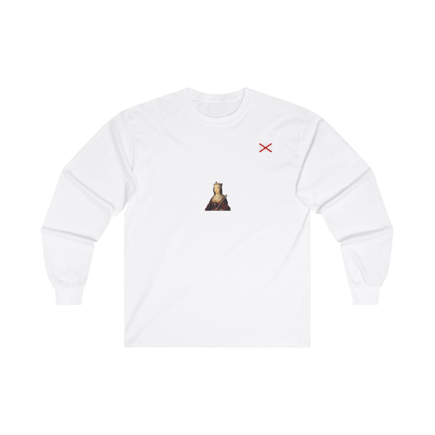 Camiseta manga larga algodón bandera aspa de Borgoña y reina Isabel la Católica.
