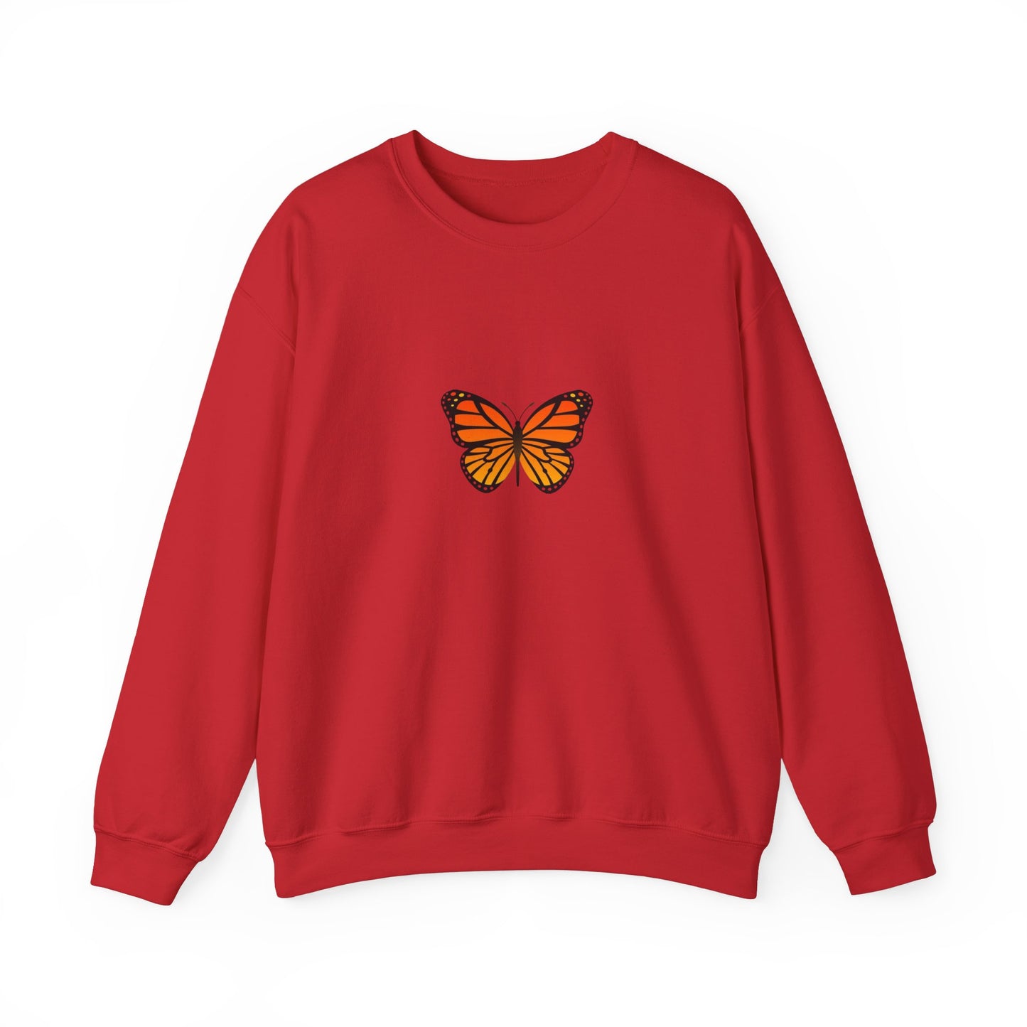 Sudadera unisex con cuello redondo y diseño de mariposa monarca: cómoda y elegante para amantes de la naturaleza