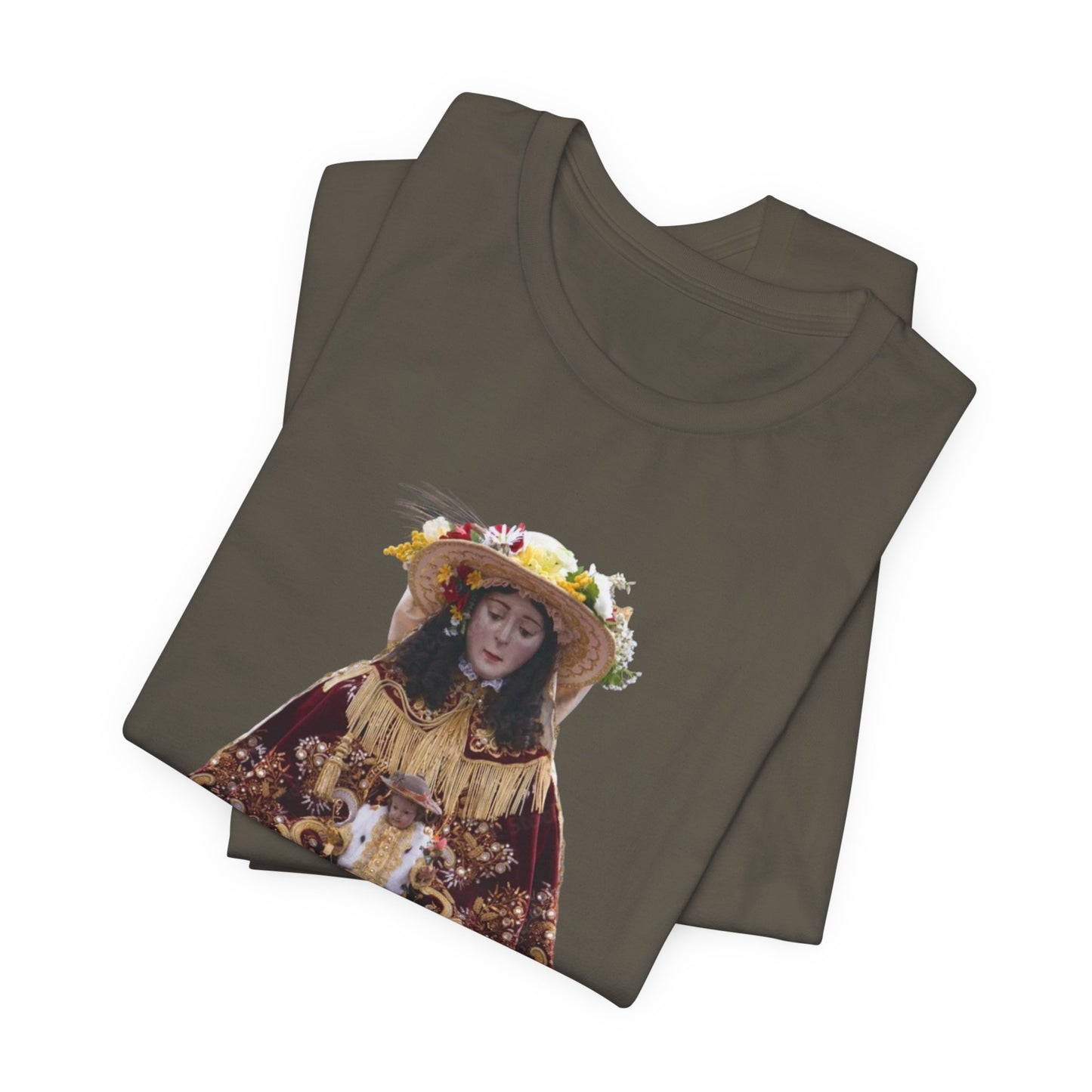 Camiseta manga corta Virgen del Rocío vestida de pastora.