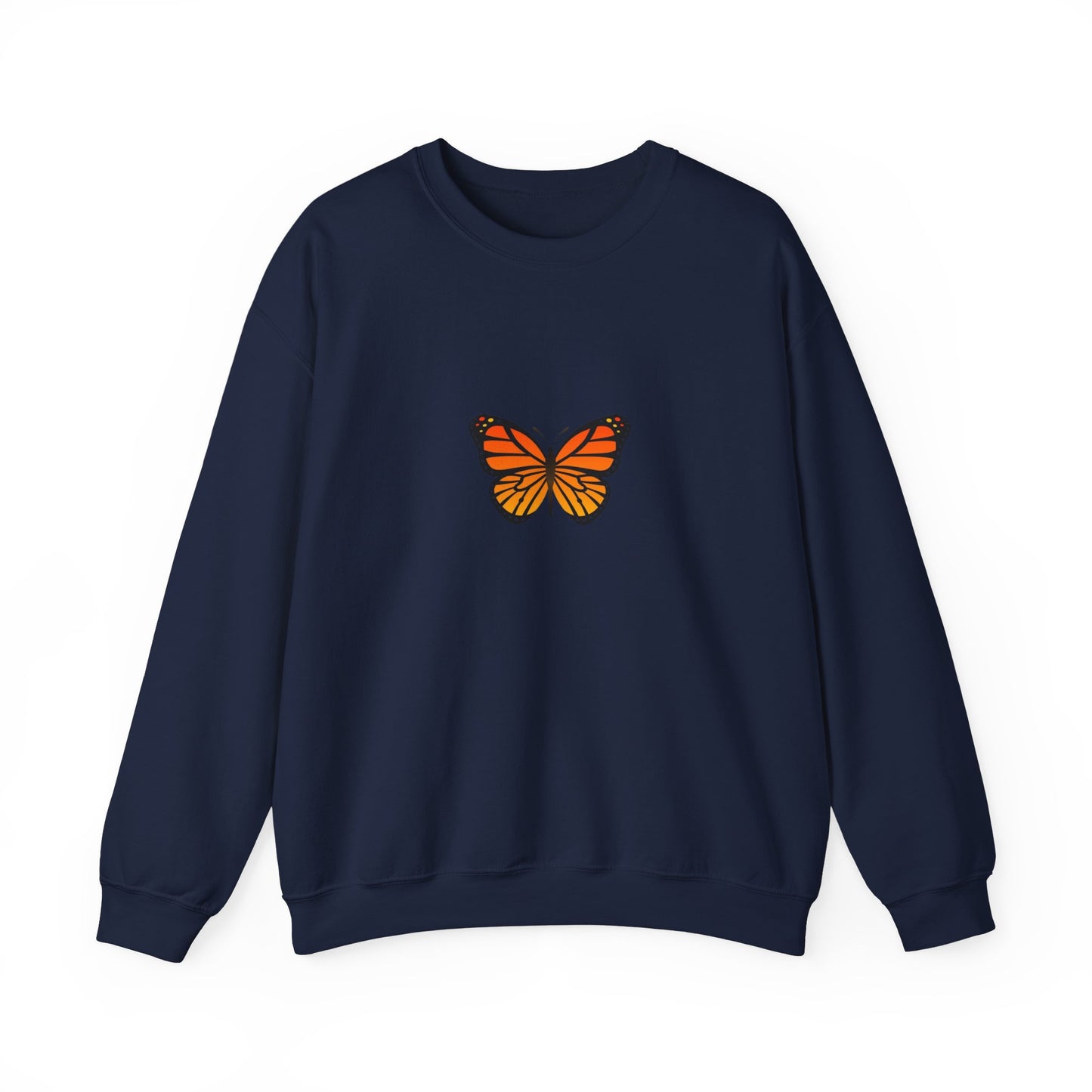 Sudadera unisex con cuello redondo y diseño de mariposa monarca: cómoda y elegante para amantes de la naturaleza