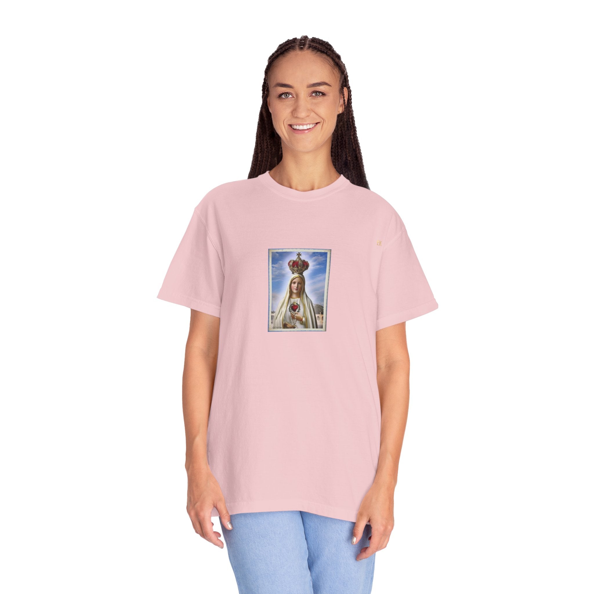 Virgen de Fátima camiseta manga corta unisex.