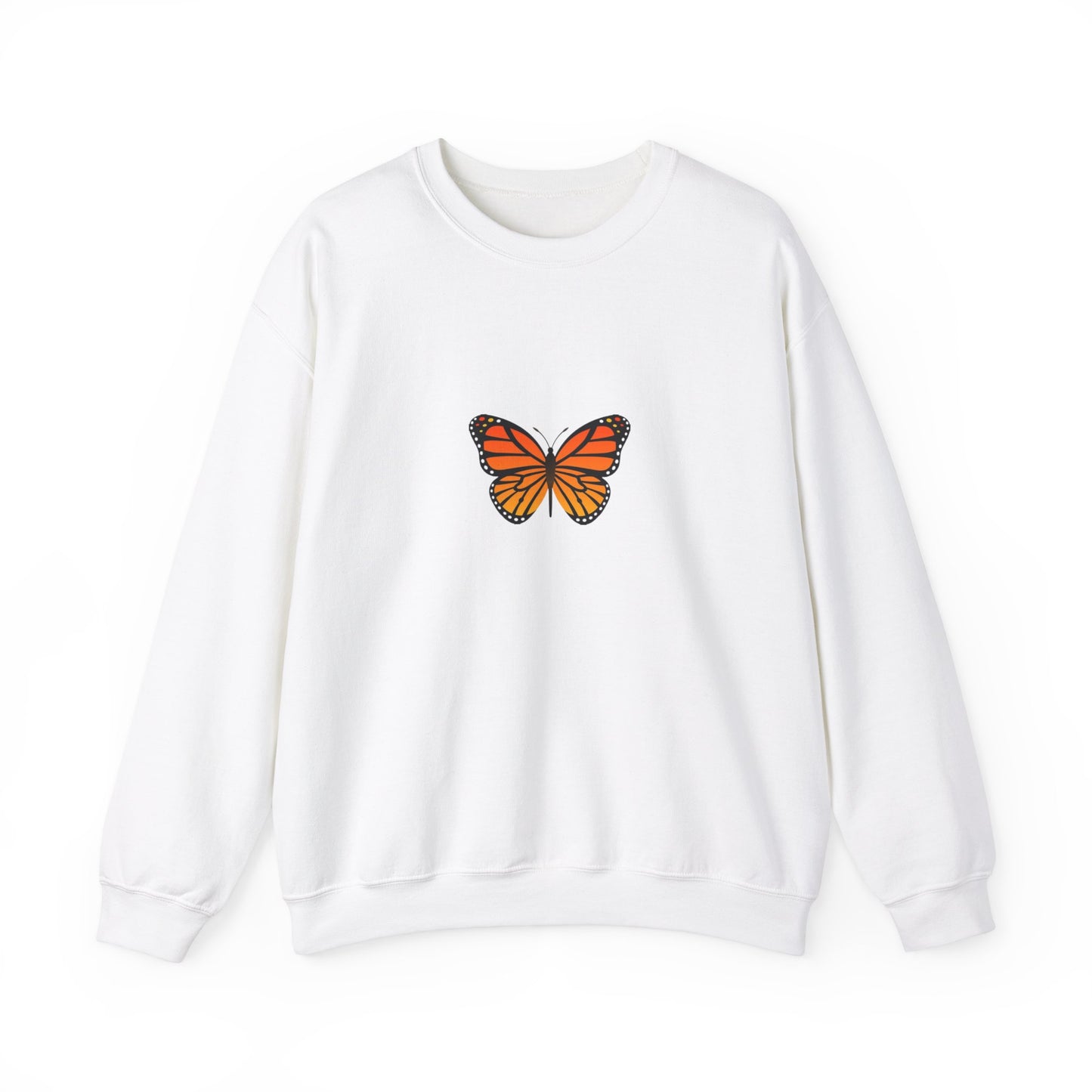 Sudadera unisex con cuello redondo y diseño de mariposa monarca: cómoda y elegante para amantes de la naturaleza