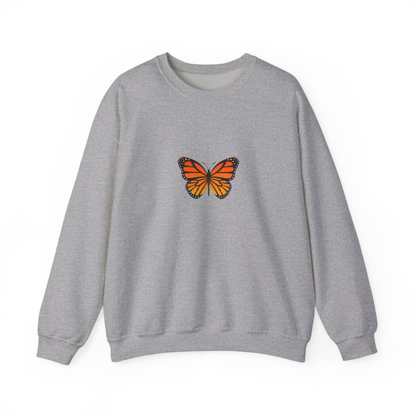 Sudadera unisex con cuello redondo y diseño de mariposa monarca: cómoda y elegante para amantes de la naturaleza