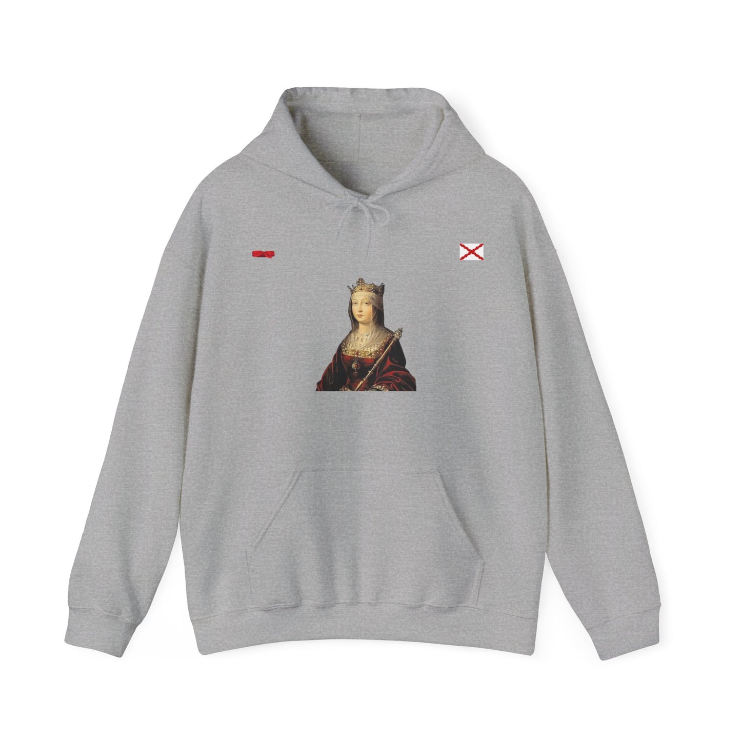 Sudadera Isabel La Católica con bandera Borgoña y pañuelo hermandad hispana.