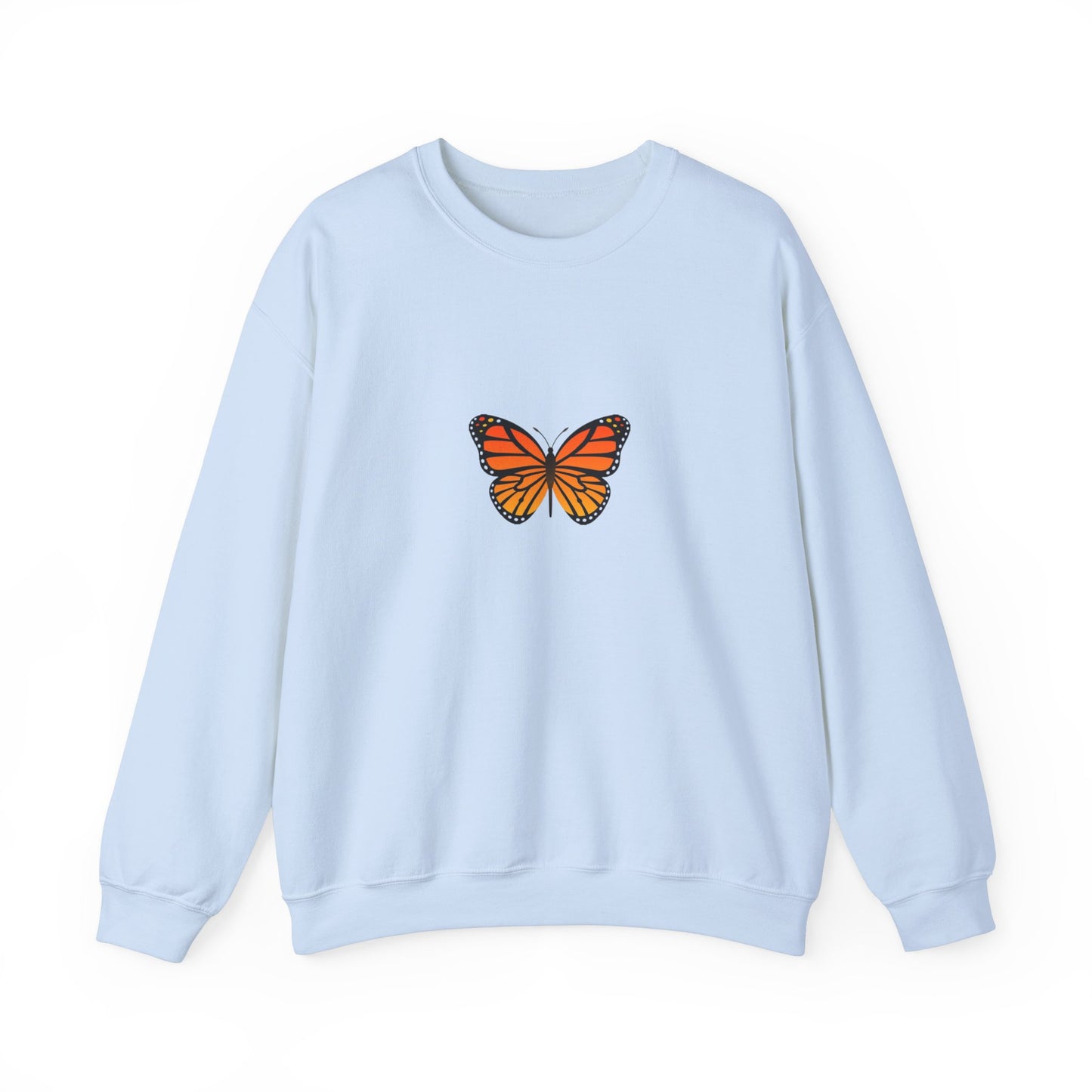 Sudadera unisex con cuello redondo y diseño de mariposa monarca: cómoda y elegante para amantes de la naturaleza