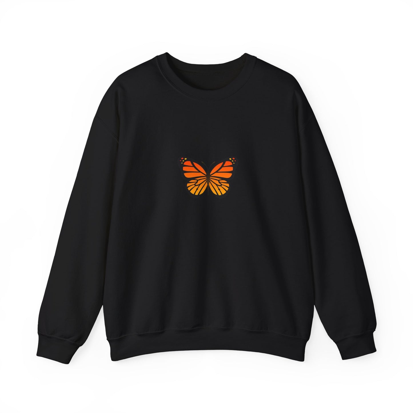 Sudadera unisex con cuello redondo y diseño de mariposa monarca: cómoda y elegante para amantes de la naturaleza