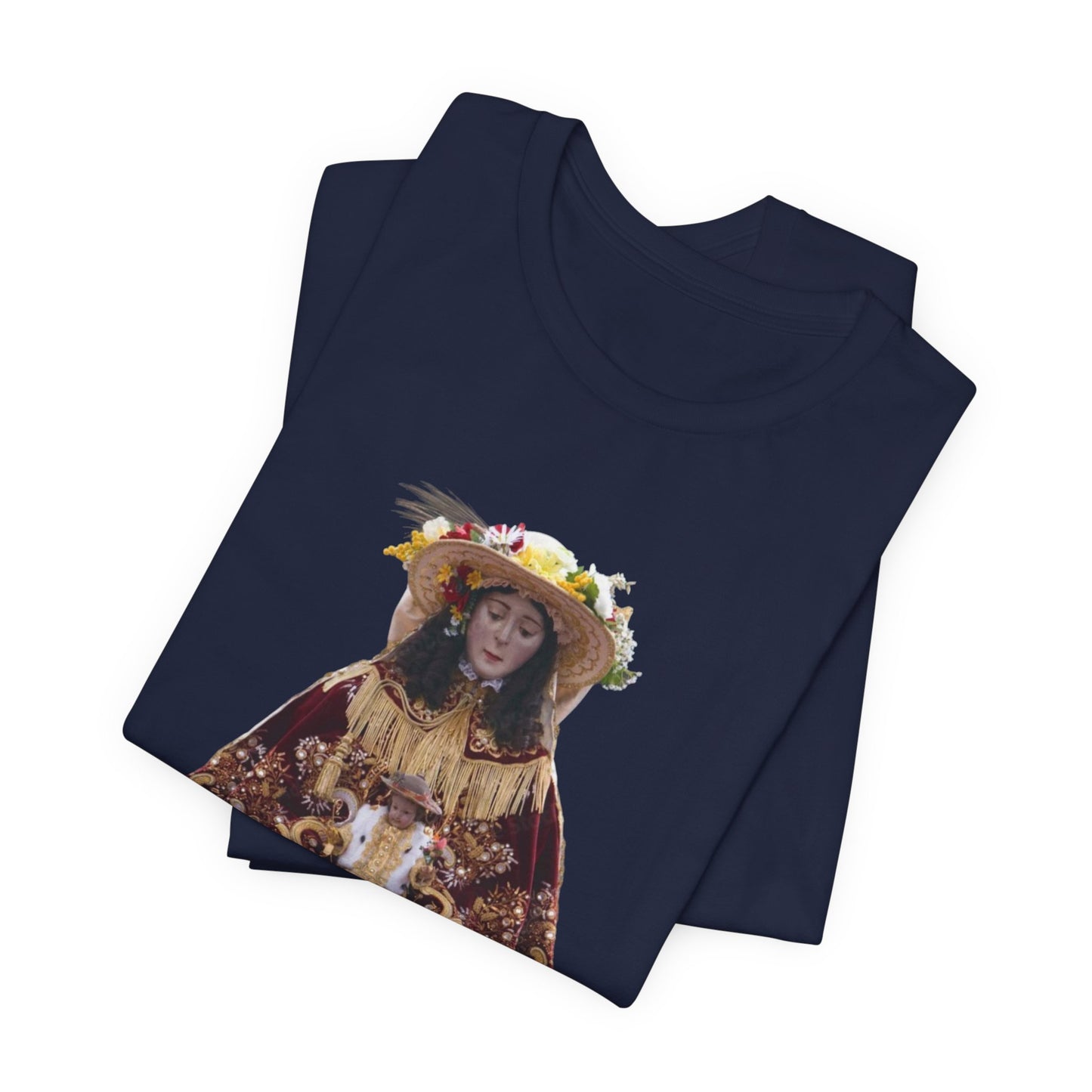 Camiseta manga corta Virgen del Rocío vestida de pastora.