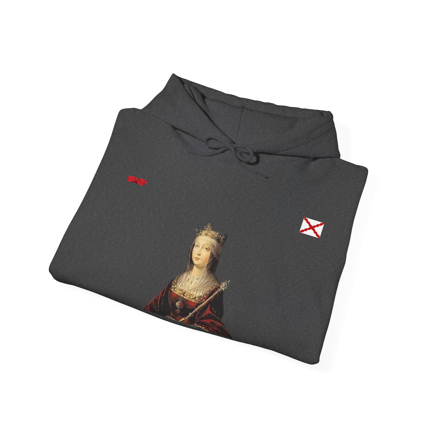 Sudadera Isabel La Católica con bandera Borgoña y pañuelo hermandad hispana.