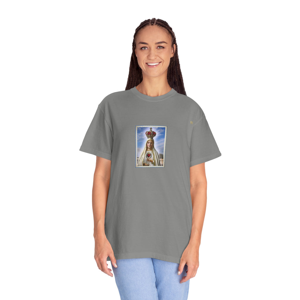 Virgen de Fátima camiseta manga corta unisex.