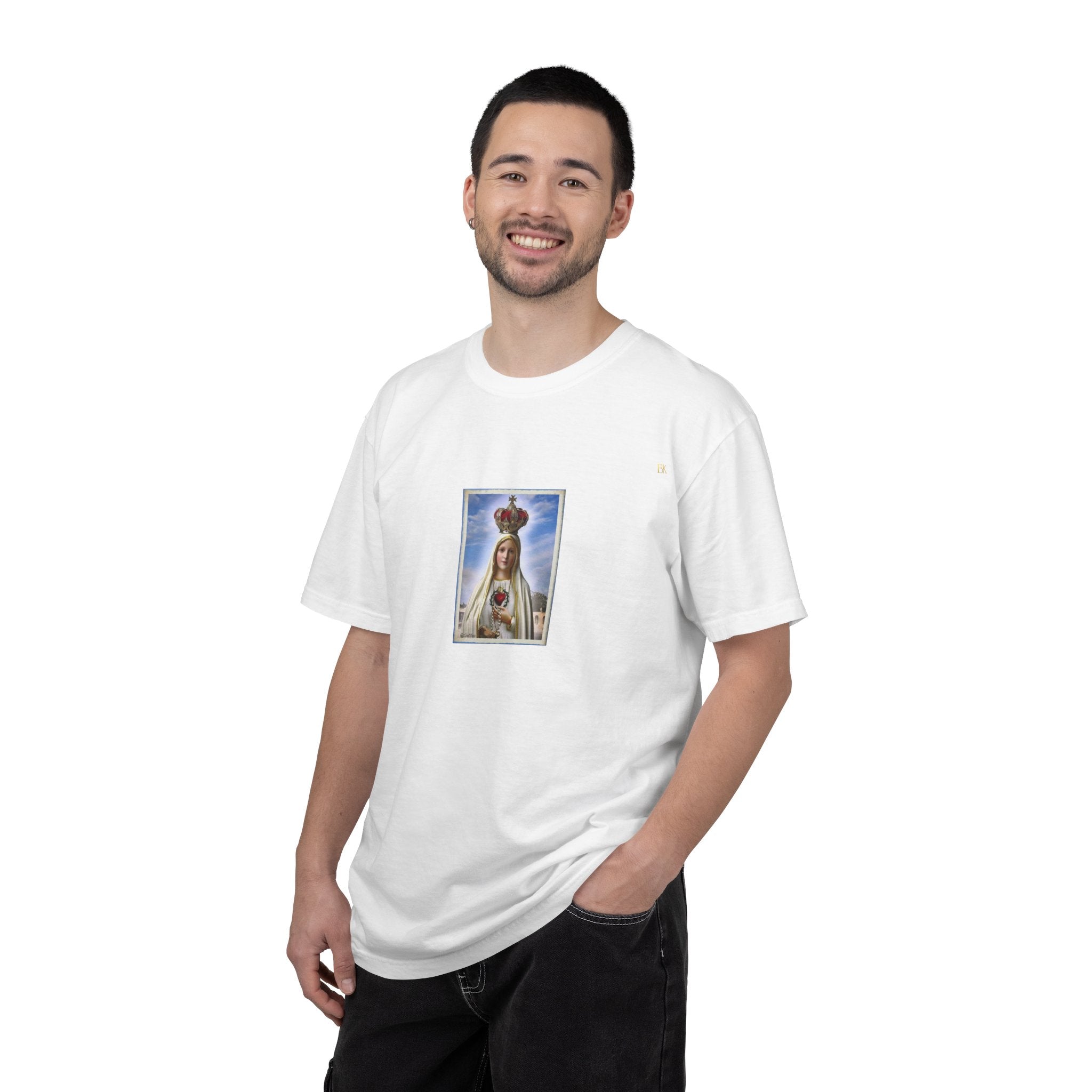 Virgen de Fátima camiseta manga corta unisex.