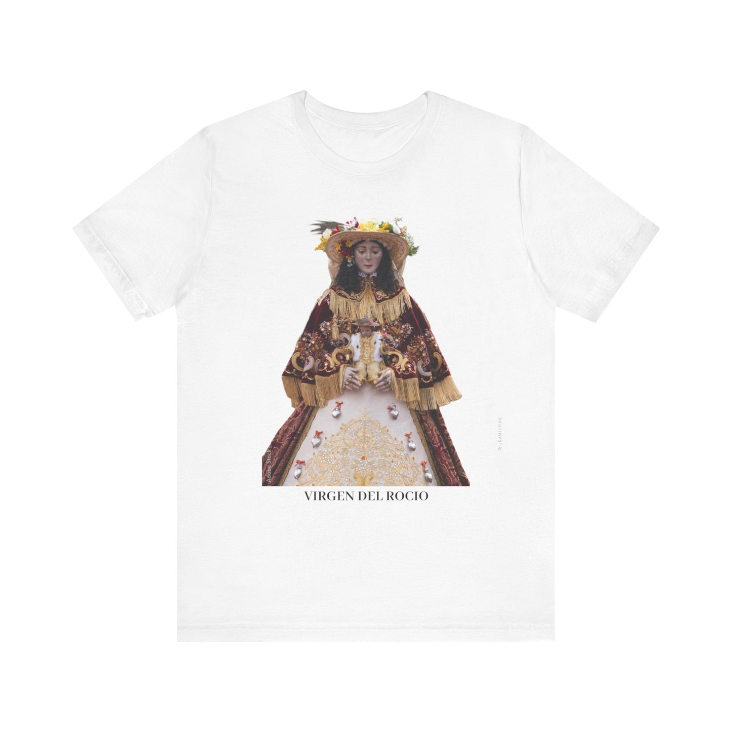 Camiseta manga corta Virgen del Rocío vestida de pastora.