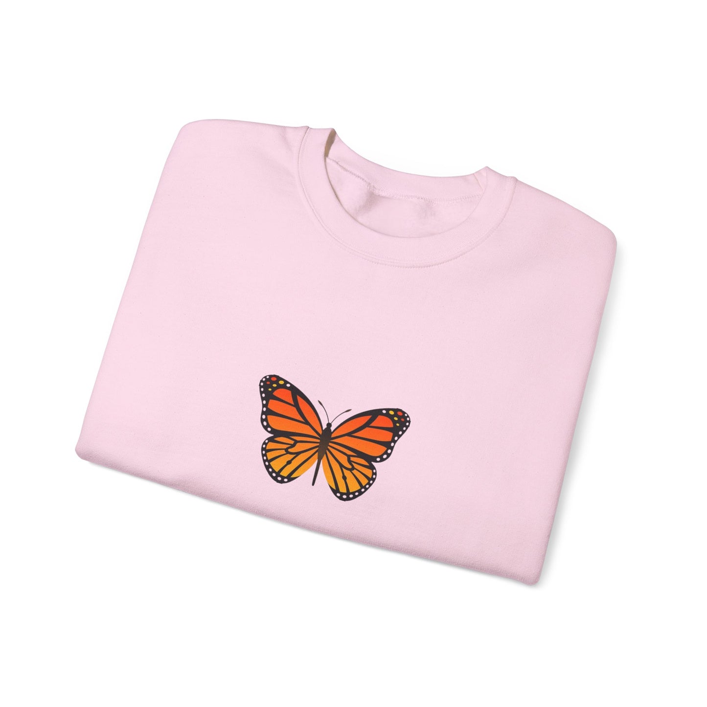 Sudadera unisex con cuello redondo y diseño de mariposa monarca: cómoda y elegante para amantes de la naturaleza