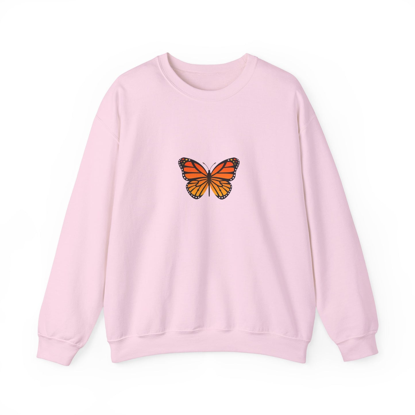 Sudadera unisex con cuello redondo y diseño de mariposa monarca: cómoda y elegante para amantes de la naturaleza