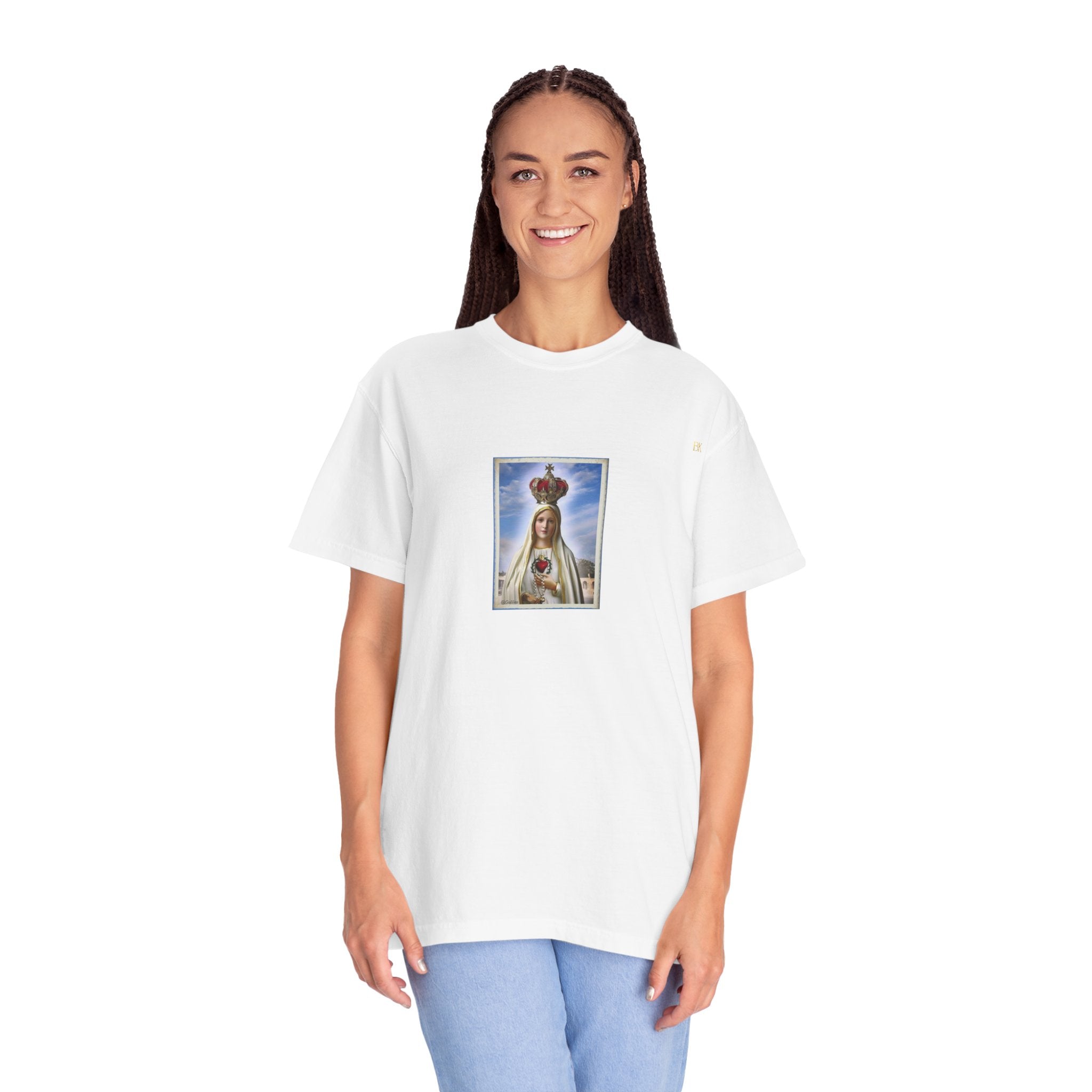 Virgen de Fátima camiseta manga corta unisex.