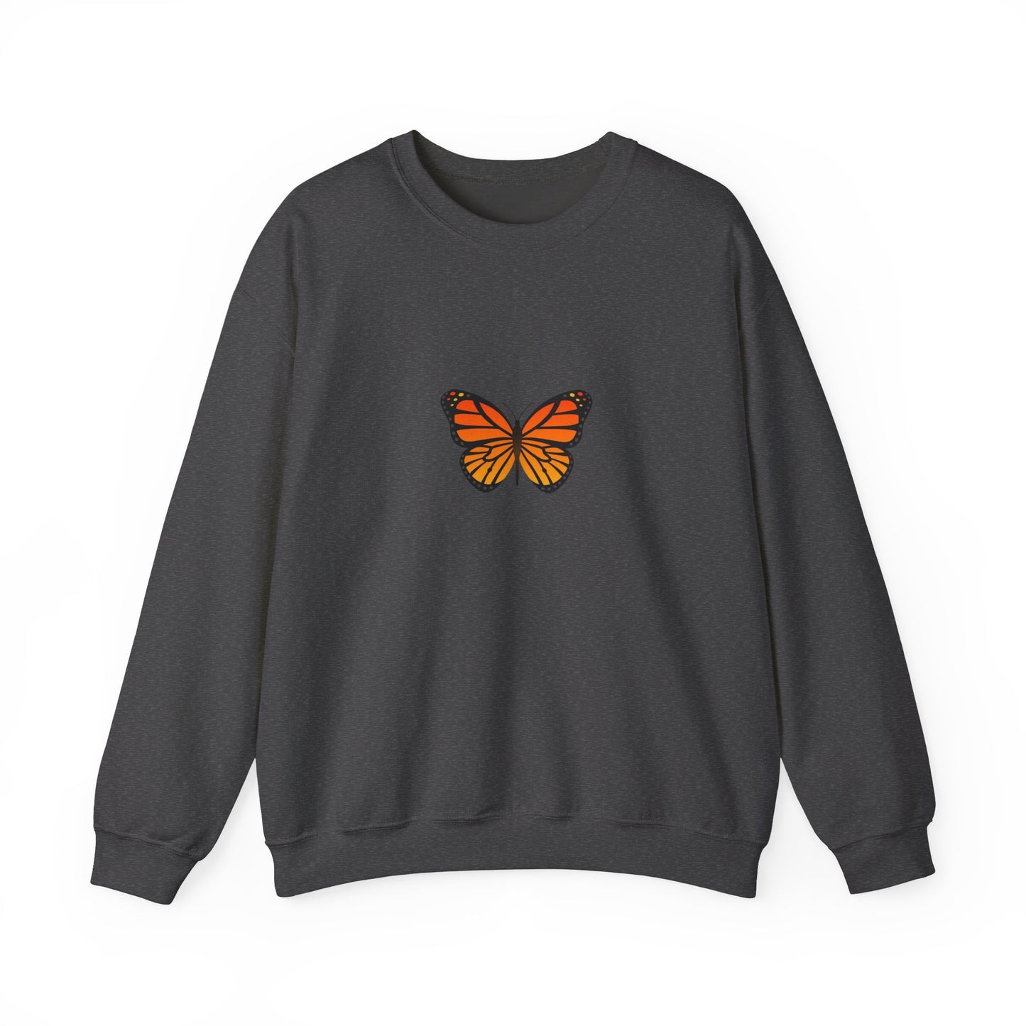 Sudadera unisex con cuello redondo y diseño de mariposa monarca: cómoda y elegante para amantes de la naturaleza