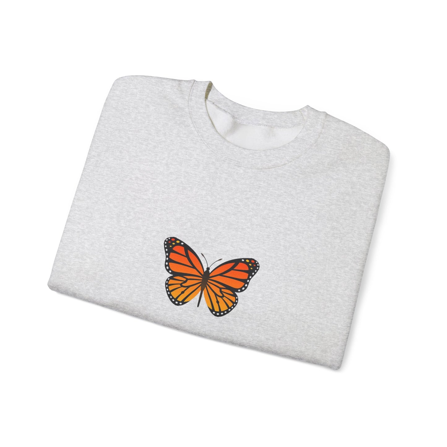 Sudadera unisex con cuello redondo y diseño de mariposa monarca: cómoda y elegante para amantes de la naturaleza