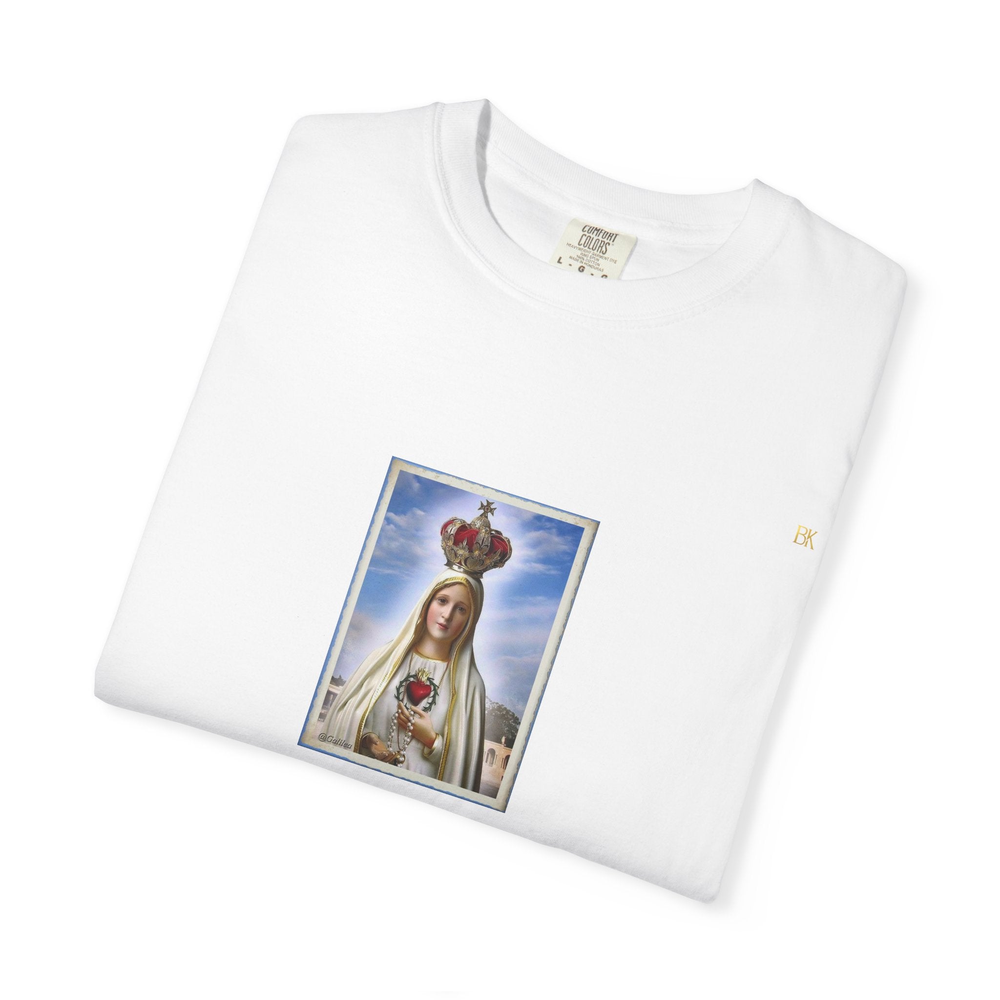 Virgen de Fátima camiseta manga corta unisex.