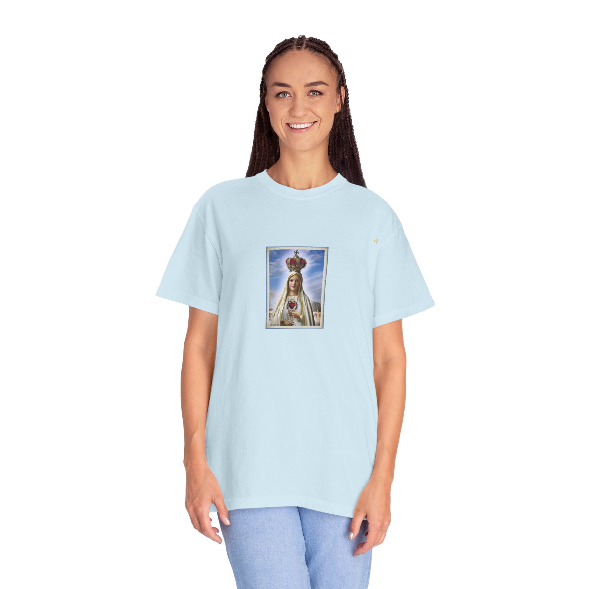 Virgen de Fátima camiseta manga corta unisex.