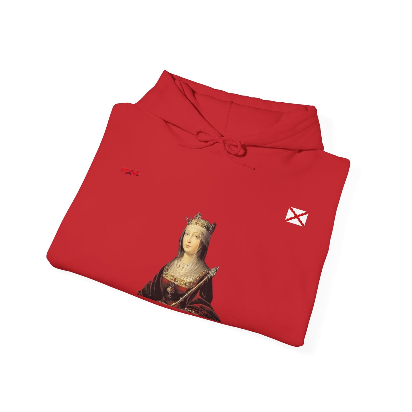 Sudadera Isabel La Católica con bandera Borgoña y pañuelo hermandad hispana.