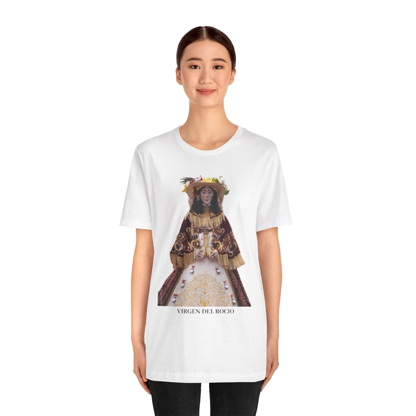 Camiseta manga corta Virgen del Rocío vestida de pastora.