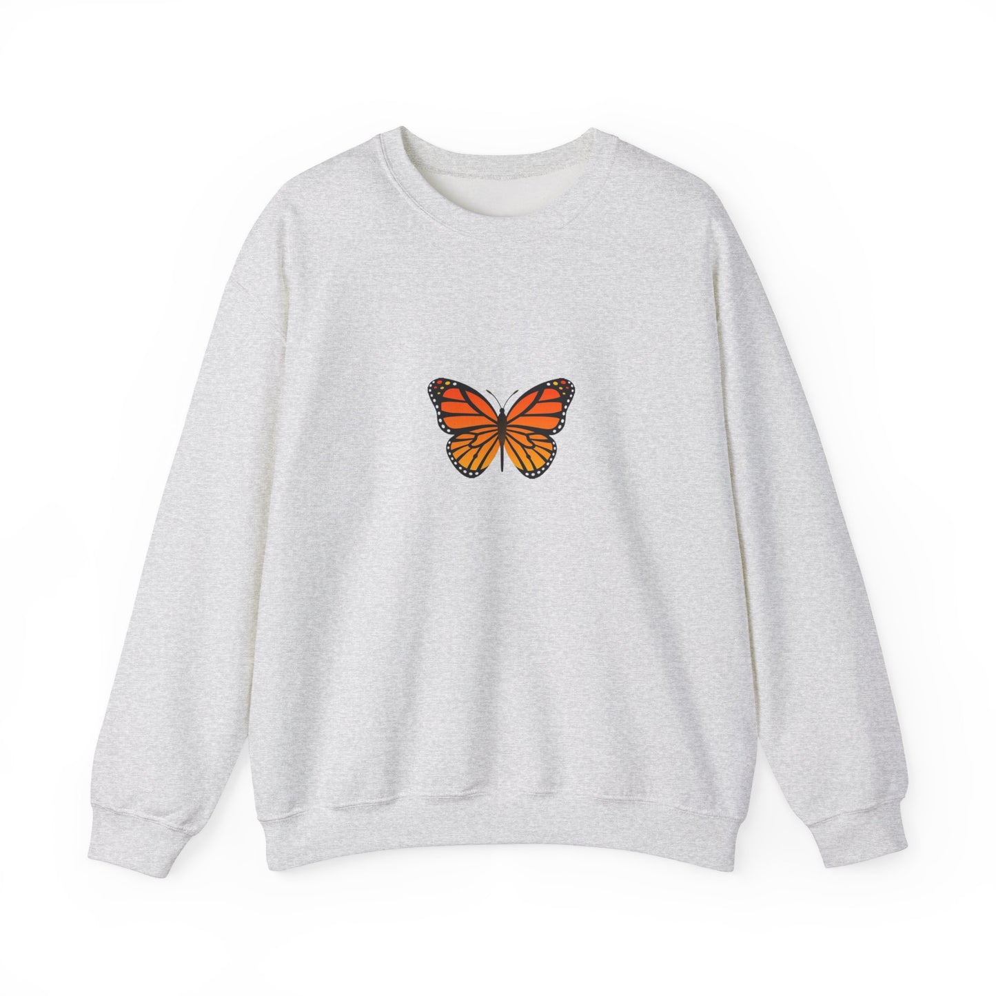 Sudadera unisex con cuello redondo y diseño de mariposa monarca: cómoda y elegante para amantes de la naturaleza